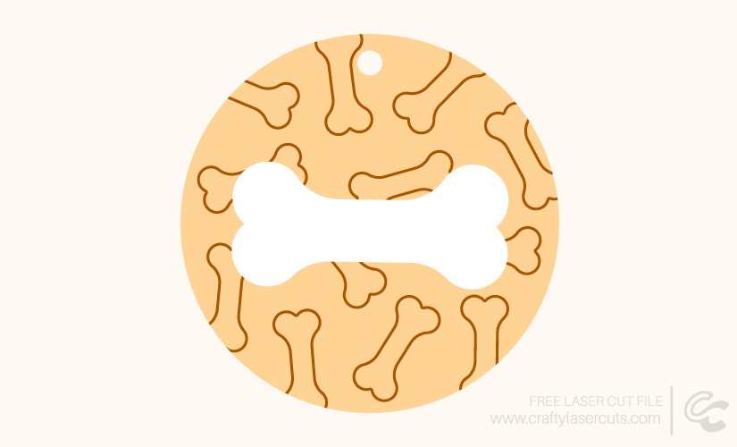 Round dog bone ornament SVG laser cut file with bone pattern, ideal for Glowforge, XTool, and Cricut wood or acrylic pet crafts.