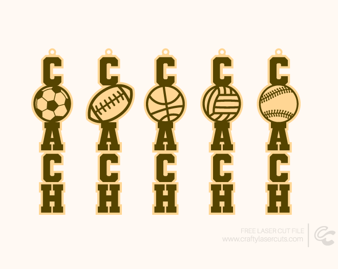 Free Sports Coach Keychain Laser Cut Set