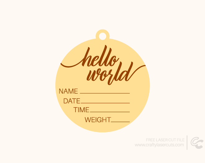 Free Hello World Newborn Ornament SVG