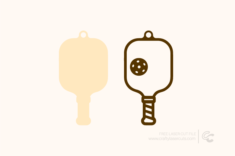 Pickleball ornament SVG laser cut design featuring paddle and ball, perfect for pickleball Christmas ornaments and handmade holiday décor.