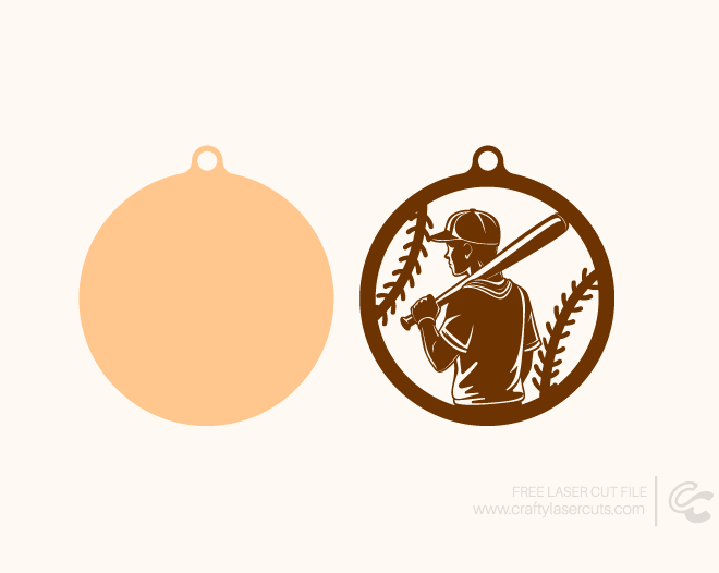 Free Young Baseball Player Ornament SVG