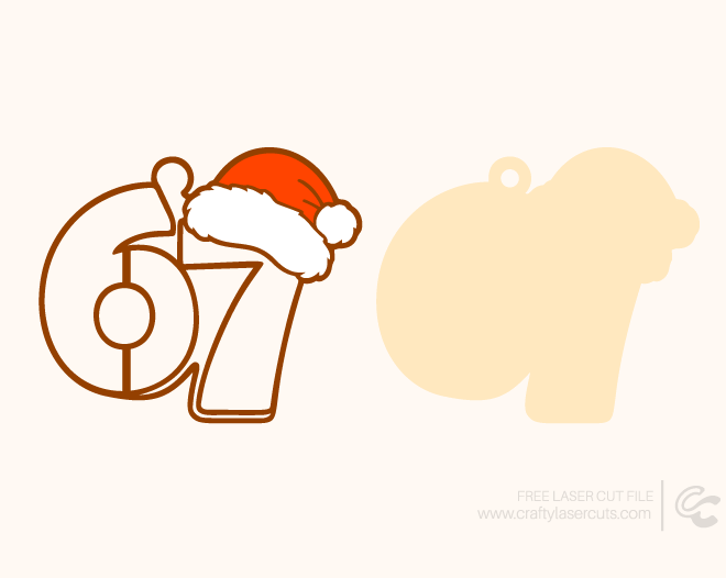 Free Six Seven Laser Cut Ornament 67 Santa Hat