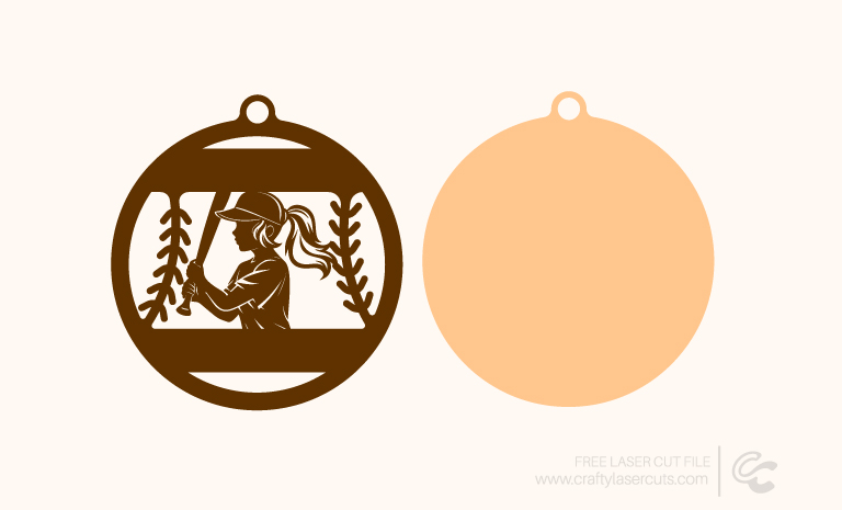 Free Female Baseball Player Ornament SVG