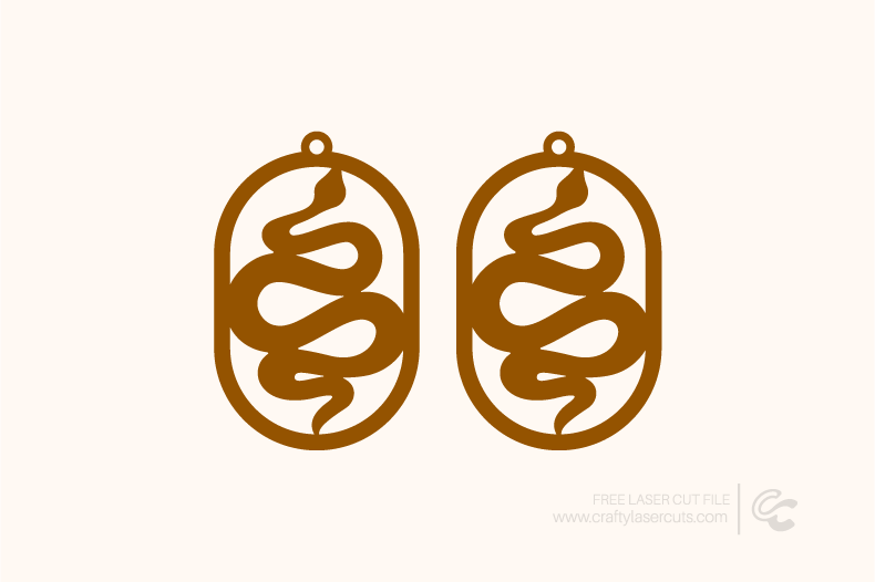 Snake earrings SVG laser cut design featuring oval-framed snake silhouettes, perfect for handmade jewelry, gothic earrings, and boho snake accessories.